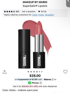 Makeup By Mario SuperSatin Lipstick - Brand New in Package - NoLita Shade